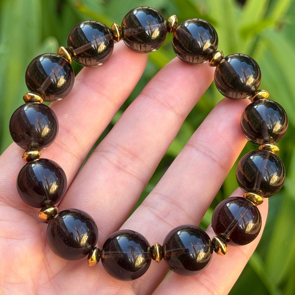 14.5mm chunky stretchable ice obsidian bracelet 0937 - Picture 2 of 10